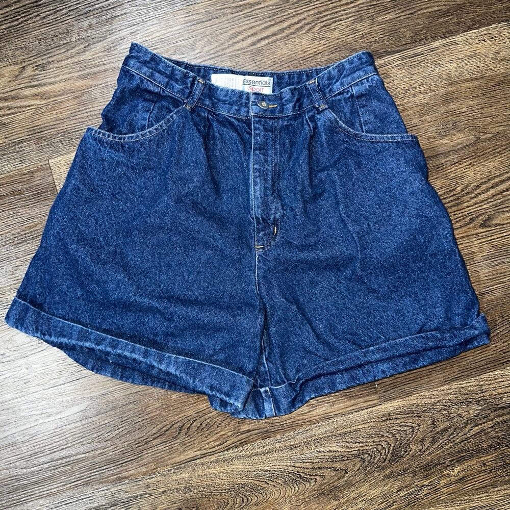 Vtg ESSENTIALS SPORT High Waist Mom Denim Jean Shorts sz 12 Cuffed